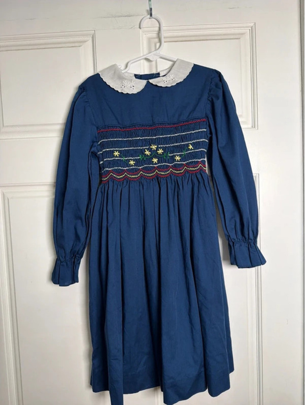 Polly Flinders Navy Smocked Vintage Dress 7
